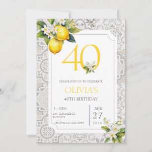 Mediterranean Lemon 40th Any Age Birthday Invitation