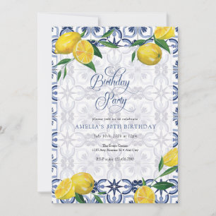 Mediterranean Lemon Adult Birthday invitations