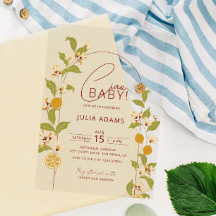 Mediterranean Lemon Amalfi Coast Baby Shower Acrylic Invitations