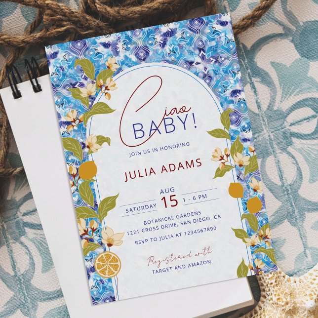 Mediterranean Lemon Amalfi Coast Baby Shower Invitation (Creator Uploaded)
