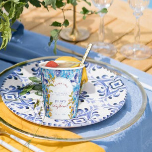 Mediterranean Lemon Amalfi Coast Baby Shower Paper Cups