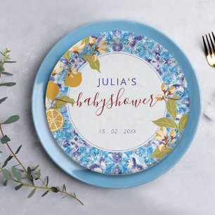 Mediterranean Lemon Amalfi Coast Baby Shower Paper Plates