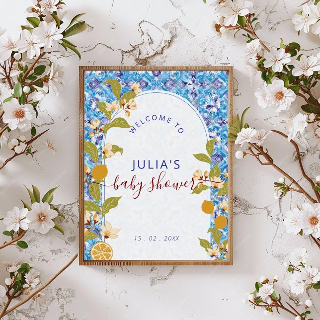 Mediterranean Lemon Amalfi Coast Baby Shower Poster (Creator Uploaded)