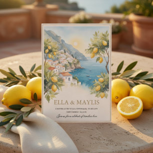 Mediterranean Lemon Amalfi Coast Wedding Invitation