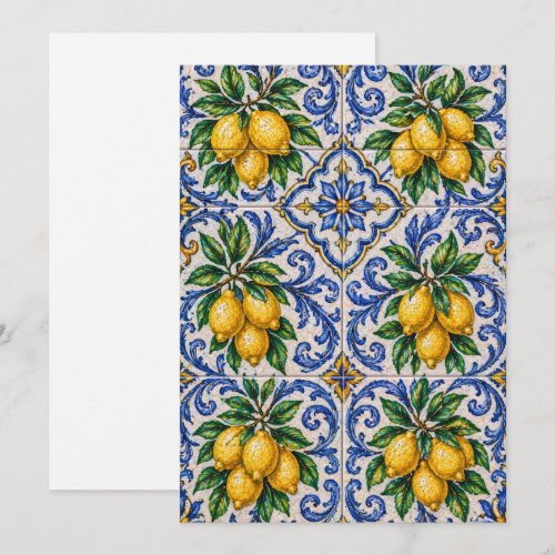 Mediterranean Lemon Azulejo Tile Invitation