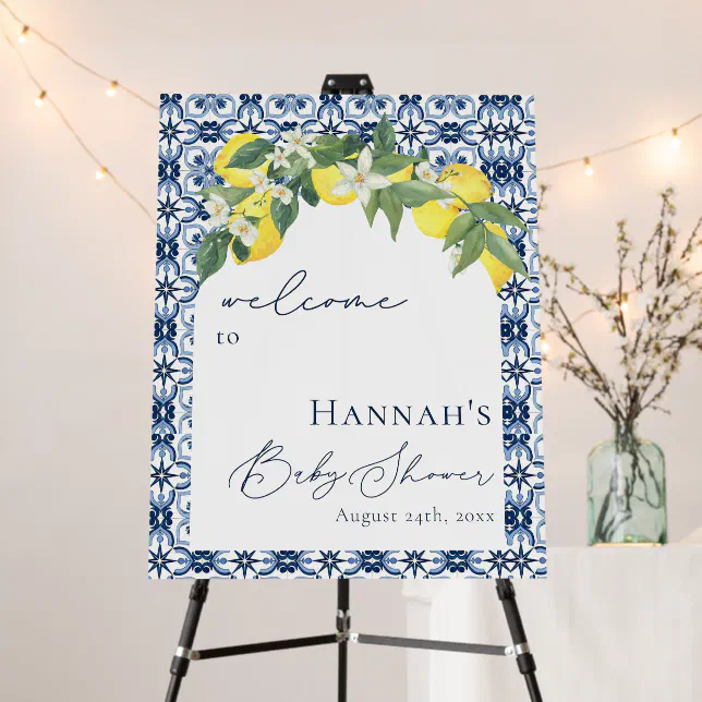 Mediterranean Lemon Baby Shower Foam Board Zazzle