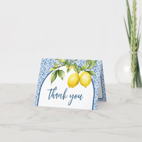 Mediterranean Lemon Baby Shower Thank You Card