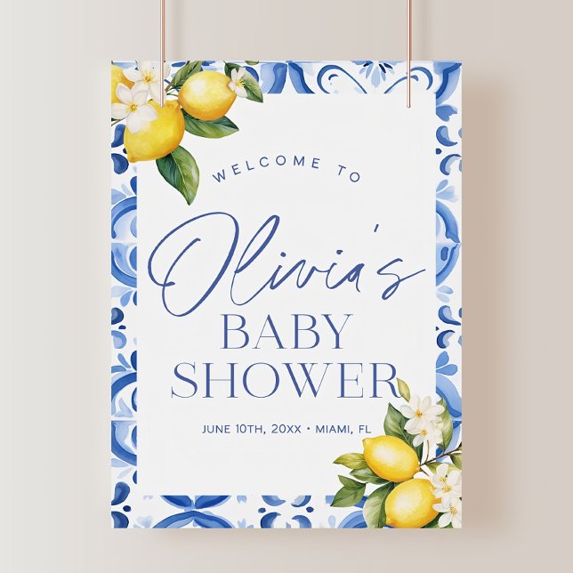 Mediterranean Lemon Baby Shower Welcome Sign Itali (Creator Uploaded)