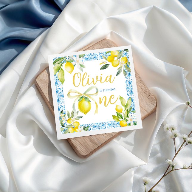 Mediterranean Lemon Birthday Party Napkins (Creator Uploaded)