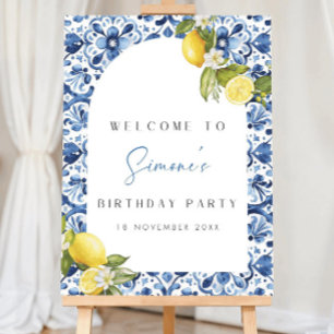 Mediterranean Lemon Birthday Welcome Sign, Amalfi Foam Board