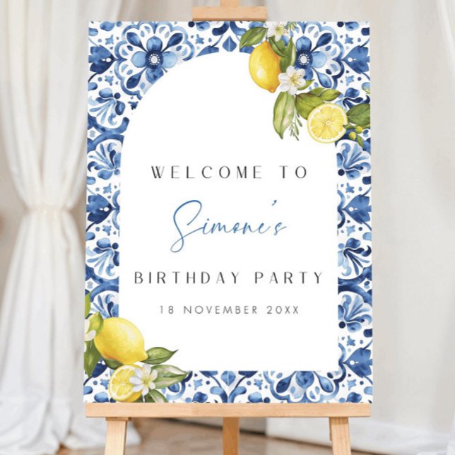 Mediterranean Lemon Birthday Welcome Sign, Amalfi  Foam Board (Creator Uploaded)