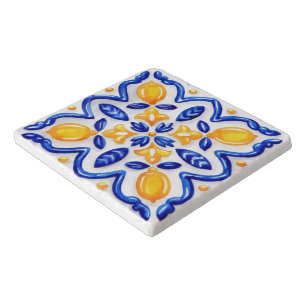 Mediterranean Lemon Blossom Ceramic Hand Painted Trivet