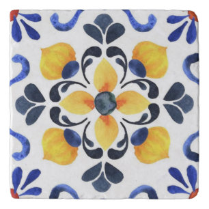 Mediterranean Lemon Blossom Hand Painted Portugues Trivet