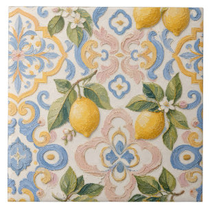 Mediterranean Lemon Blossom Tile Pattern