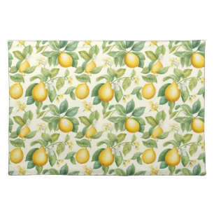 Mediterranean Lemon Blossoms Citrus Cloth Placemat