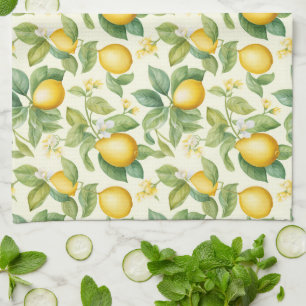 Mediterranean Lemon Blossoms Citrus Kitchen Towel
