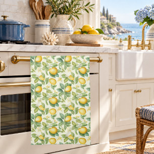 Mediterranean Lemon Blossoms Citrus Kitchen Towel