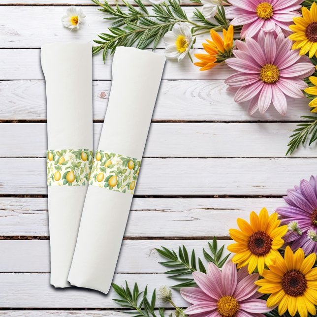 Mediterranean Lemon Blossoms Citrus Napkin Bands (Creator Uploaded)