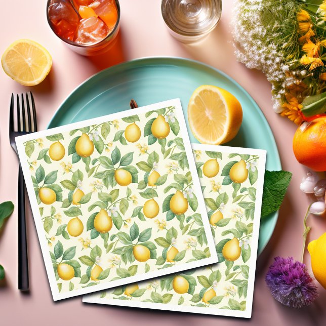 Mediterranean Lemon Blossoms Citrus Napkins (Creator Uploaded)
