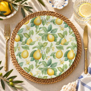 Mediterranean Lemon Blossoms Citrus Paper Plates
