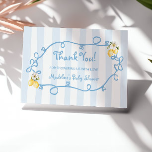 Mediterranean Lemon Blue Bows Thank You card