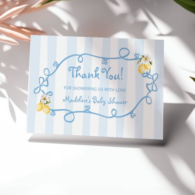 Mediterranean Lemon Blue Bows Thank You card (Creator Uploaded)
