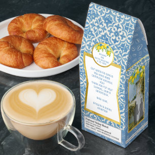 Mediterranean Lemon & Blue Coffee Beans Pattern