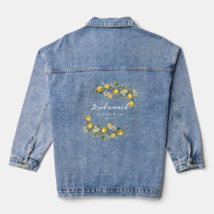 Mediterranean Lemon Blue Floral Bridesmaid Wedding Denim Jacket