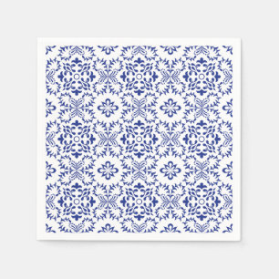 Mediterranean Lemon Blue Mosaic Tile Wedding Napkins