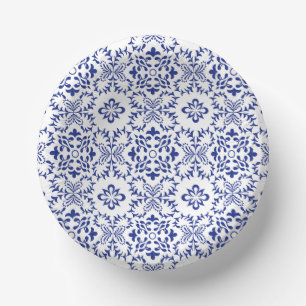 Mediterranean Lemon Blue Mosaic Tile Wedding Paper Bowls