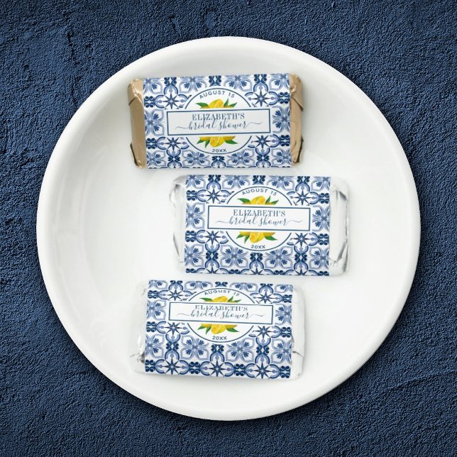 Mediterranean Lemon Blue Tile Bridal Shower Hershey's Miniatures (Creator Uploaded)