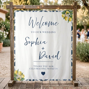 Mediterranean Lemon Blue Tile Wedding Backdrop