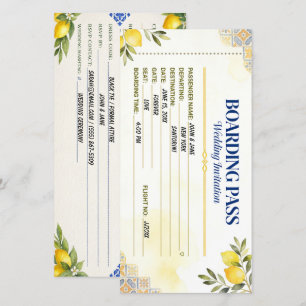 Mediterranean Lemon Boarding Pass Wedding Save The Date