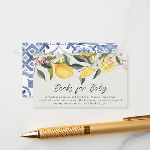 Mediterranean lemon books for baby baby shower  enclosure card