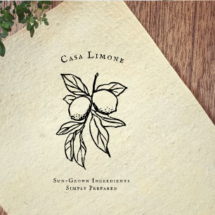Mediterranean Lemon Botanical Kitchen Rubber Stamp