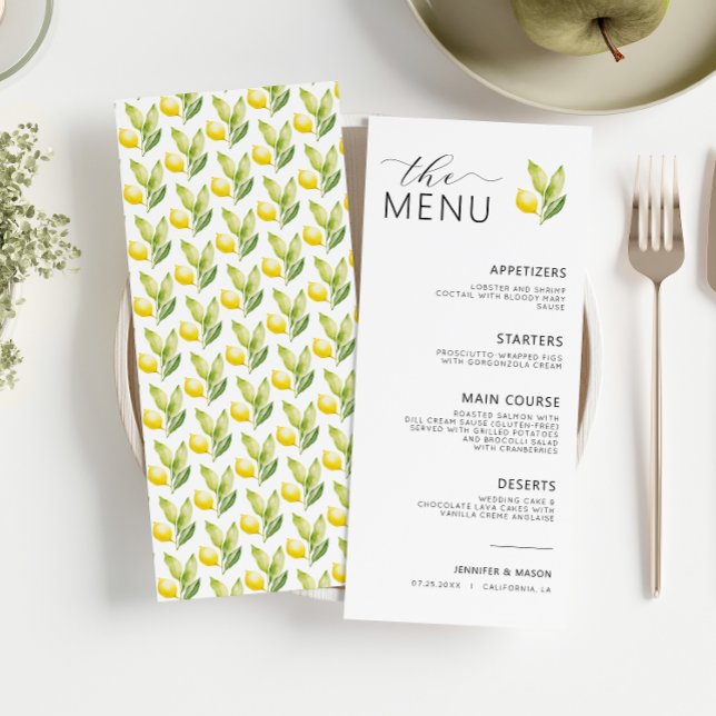 Mediterranean Lemon Botanical Wedding Menu (Creator Uploaded)