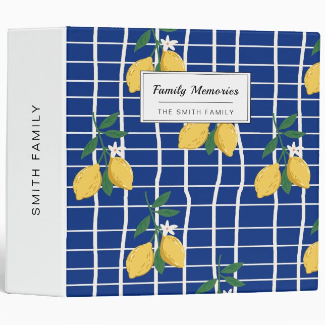 Mediterranean Lemon Branch Pattern 3 Ring Binder (Front/Spine)