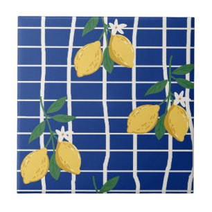 Mediterranean Lemon Branch Pattern Ceramic Tile