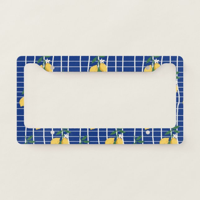 Mediterranean Lemon Branch Pattern License Plate Frame (Front)