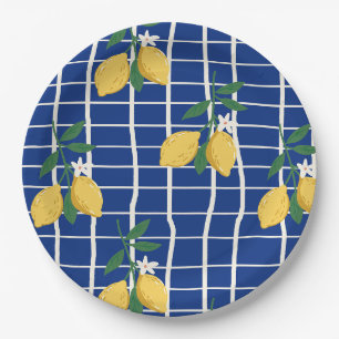 Mediterranean Lemon Branch Pattern Paper Plates