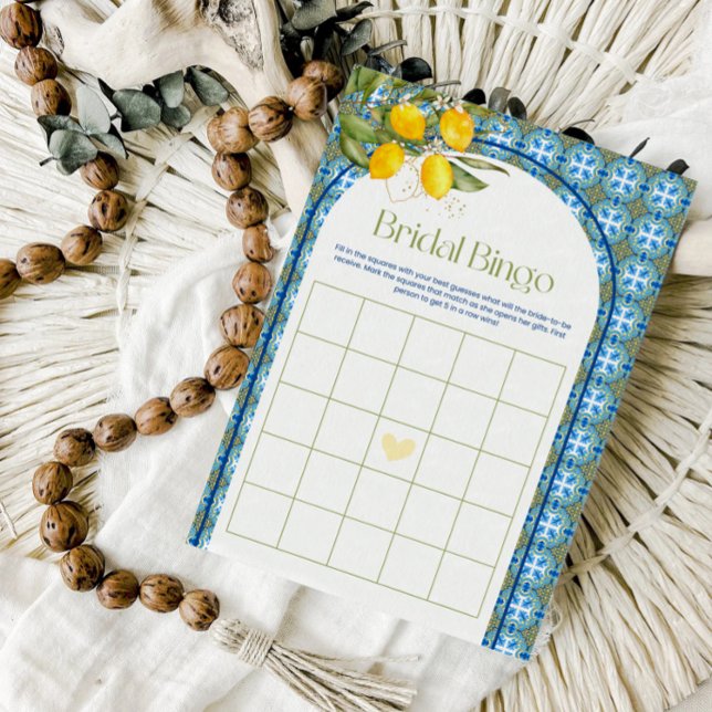 Mediterranean Lemon Bridal Shower Bingo Game Card (Creator Uploaded)