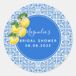 Mediterranean Lemon Bridal Shower Classic Round S Classic Round Sticker