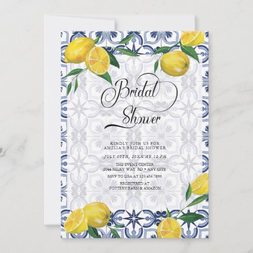 Mediterranean  Lemon  Bridal Shower Invitation
