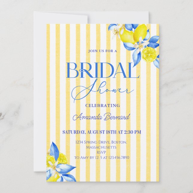 Mediterranean Lemon Bridal shower Invitation (Front)
