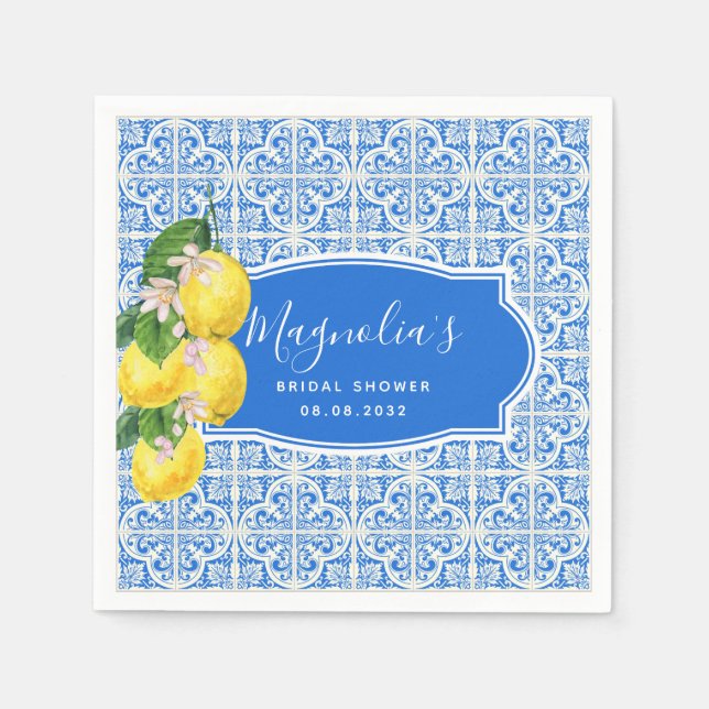 Mediterranean Lemon Bridal Shower  Napkins (Front)
