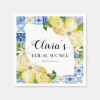 Mediterranean Lemon Bridal Shower Paper Napkin