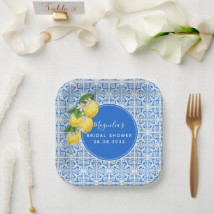 Mediterranean Lemon Bridal Shower  Paper Plates