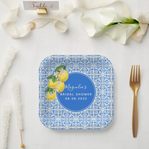 Mediterranean Lemon Bridal Shower  Paper Plates