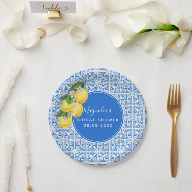 Mediterranean Lemon Bridal Shower  Paper Plates (Wedding)