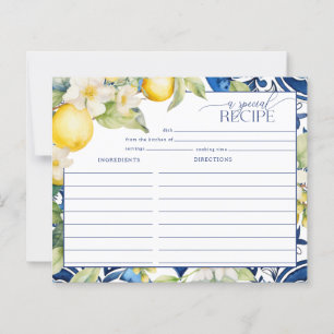 Mediterranean Lemon Bridal Shower Recipe Cards